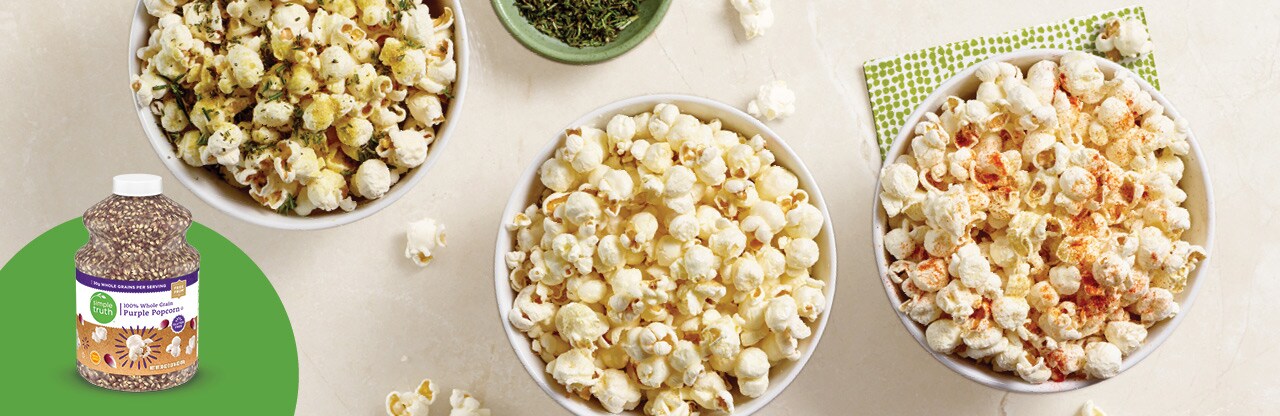 Three Ways to Enjoy Whole Grain Purple Popcorn