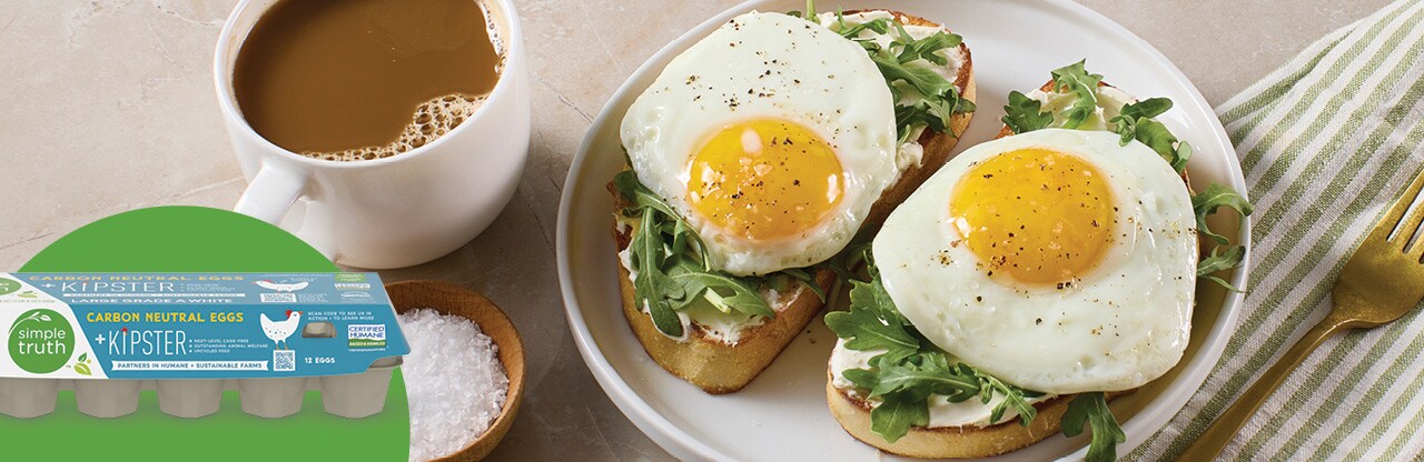 Toasted sourdough with cream cheese, fresh arugula, a perfectly fried egg and a sprinkle of flaky sea salt.