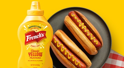 Two hot dogs with French’s Mustard