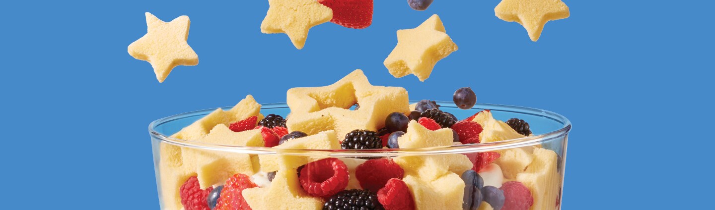 fresh berry trifle with star cutouts