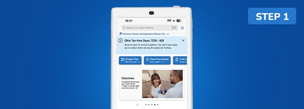 A phone showing the home screen of the Kroger app