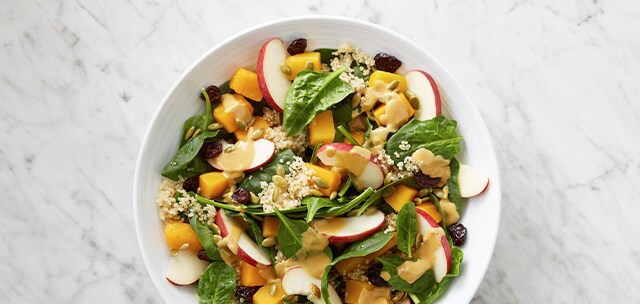 Vegan Harvest Salad with Tahini Apple Dressing