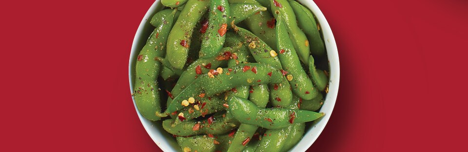bowl of spicy edamame