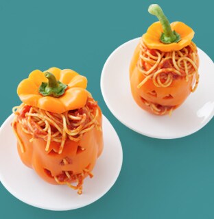 Spaghetti Stuffed Jack-o'-Lantern