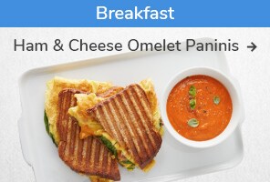 Breakfast recipe. Ham & Cheese Omelet Paninis