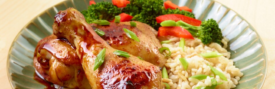 Filipino chicken adobo plate