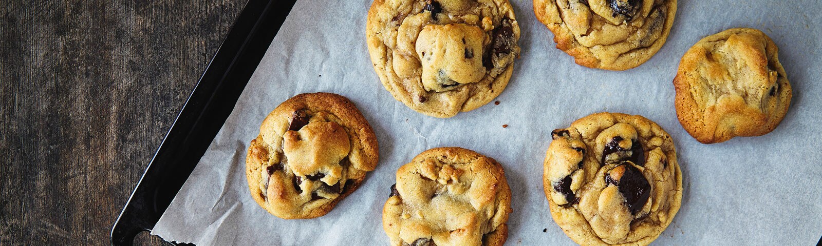 Chocolate chip cookies on a baking sheet Chocolate chip cookies on a baking sheet