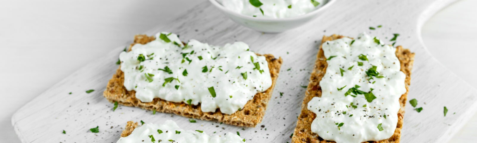 Cottage cheese on crackers