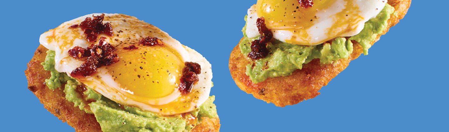 Hashbrowns with avocado and egg