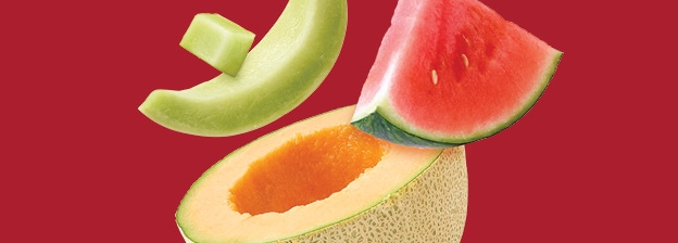 Watermelon, cantaloupe and honeydew