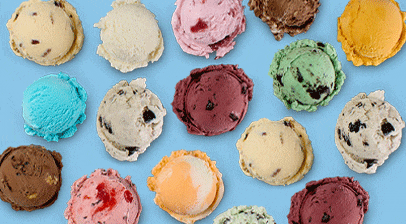 Scoops of different flavor ice cream scoops