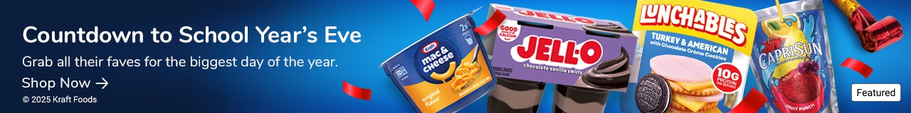Kraft products like Mac & cheese, Jell-O, Lunchables, Capri Sun in lineup for Back to School. 