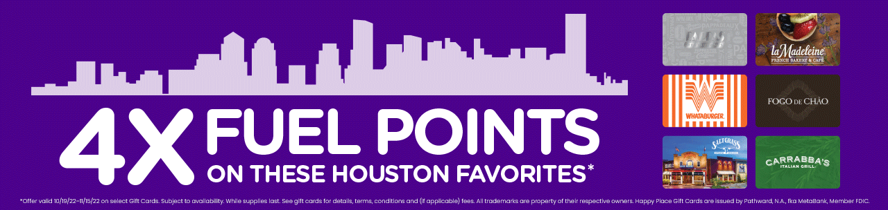 Download coupon for 4X Fuel Points on Gift Cards!