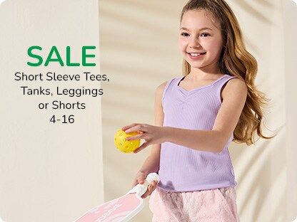 Sale Short Sleeve Tees, Tanks, Leggings or Shorts 4-16