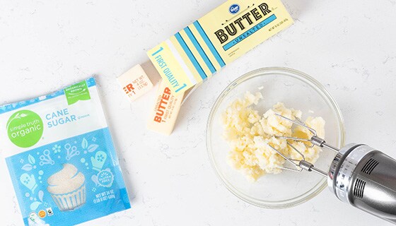 Mix butter and sugar
